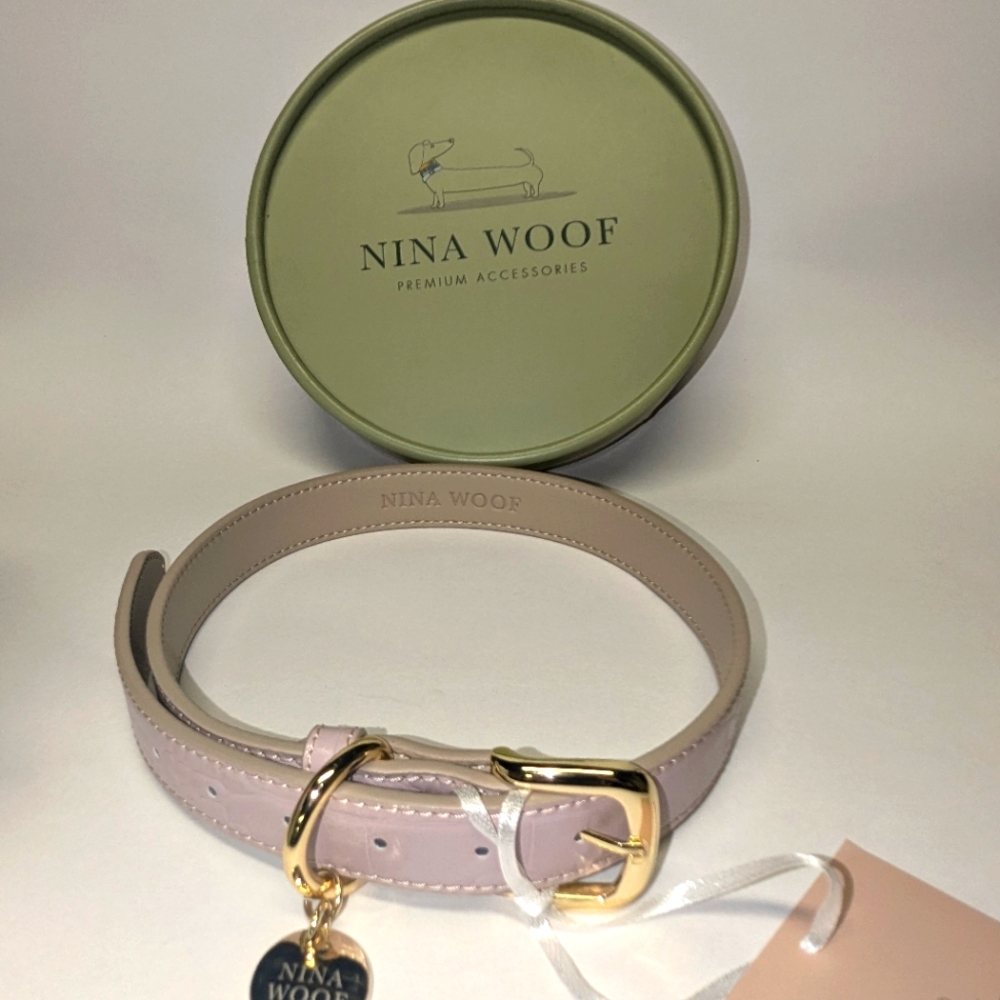 NEW, NINA WOOF, LARGE DOG COLLAR, MILAN LILAC Color